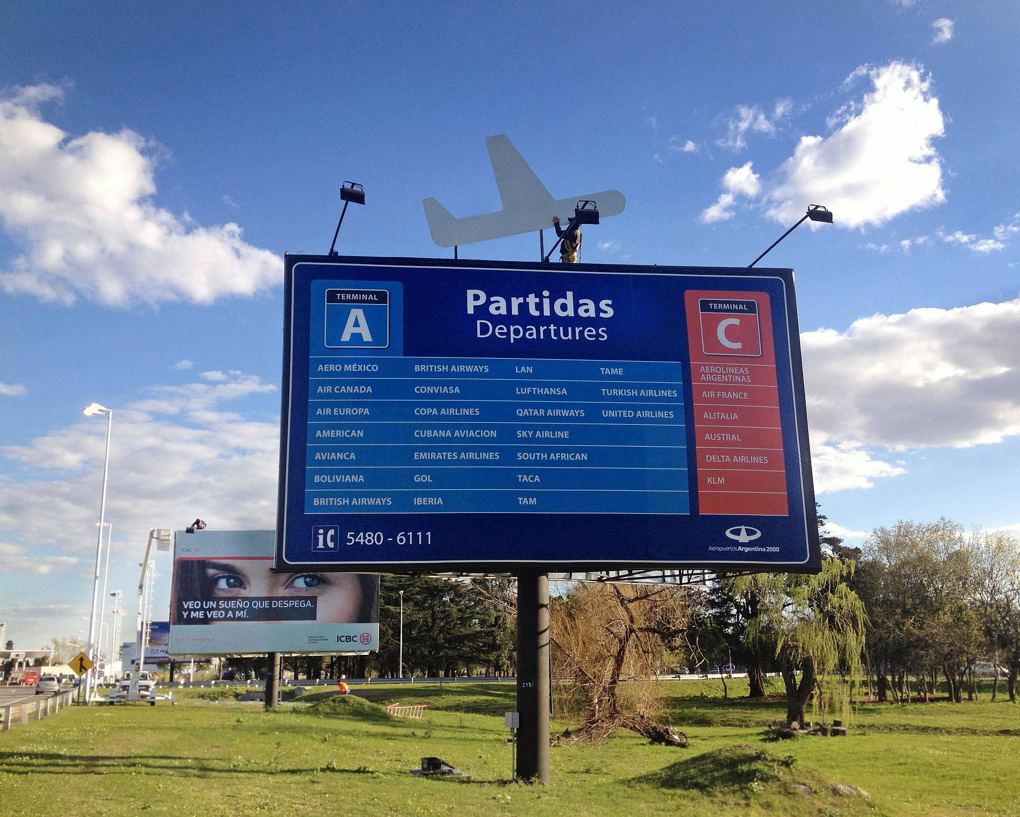 aeropuertos cartel exterior via pública AEROPUERTO ARGENTINA 2000